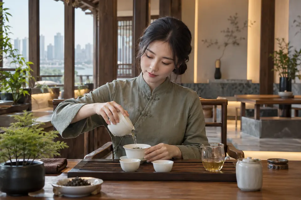 长沙新中式盖碗冲泡茶席场景